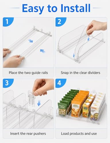 Adjustable Sliding Organizer, Self-Feed Fridge Tray, Rolling Beverage Storage for Pantry, Kitchen and Retail Shelves(5 PCS,31 cm) - view 6