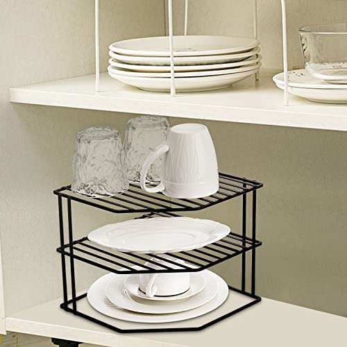 3-Tier Kitchen Corner Shelf Rack Counter and Cabinet Organizer, 9x9x7.5 Inch Metal Wire Kitchen Counter Pantry Cabinet Organizer and Storage Shelf for Plates, Cups, Dishes - view 7