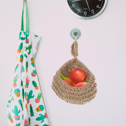 Bohemian Woven Hanging Wall Basket, Jute Cotton Rope, 23x15x10cm - view 5