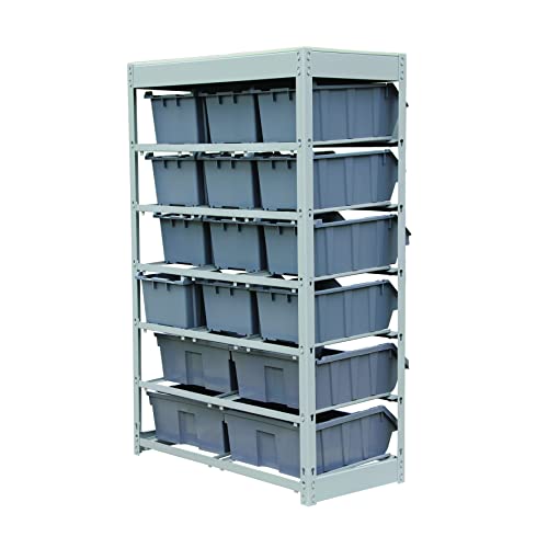 Bin Rack Storage System Heavy Duty Steel Rack Organizer Shelving Unit w/ 16 Plastic Bins in 6 tiers - view 3