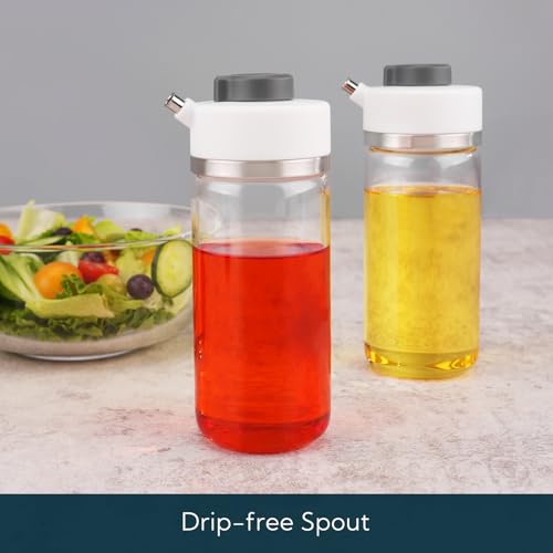 Precision Pour Glass Oil Dispenser with 3 Modes, Drip-free Spout, Two Adjustable Flowing Speed, 12 oz Vinegar Dispenser Bottle for Kitchen, Borosilicate Glass Olive Oil Bottle for Cooking - view 3
