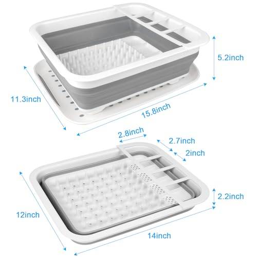 Collapsible Dish Drying Rack Portable Dish Drainers for Kitchen Counter with Drainboard, Kitchen Sink Organizer Basket RV Accessories Camper Storage and Organization Dish Rack Over Sink Drying Rack - view 2