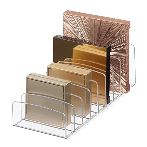 BPA-Free Plastic Divided Makeup Palette Cosmetic Organizer, The Clarity Collection – 9.25" x 3.86" x 3.2", Clear