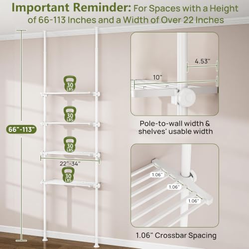 Tension Mount Over The Toilet Storage Shelf, No-Drill, Slim Design - view 5