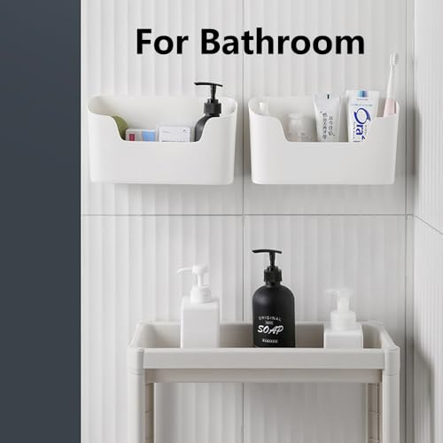 Adhesive Cabinet Door Organizer, Lid Organizer for Food Storage Container Lid, Wall Mounted Over Pantry Door Organizer Bin Holder Caddy for Plastic Lid Kitchen Bathroom, White, 2 Pack - view 4