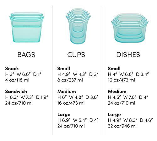 Reusable Food Storage Containers Full Set of 8 Lavender – Platinum Silicone Cups, Dishes & Bags – Microwave, Dishwasher & Freezer Safe – Made in USA, BPA-Free - view 4