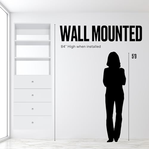 Closet Shelves Tower - Modular Closet System With Drawers (4) - Corner Closet System - Closet Organizers And Storage Shelves (White, 31.5 inches Wide) Closet Shelving - view 5