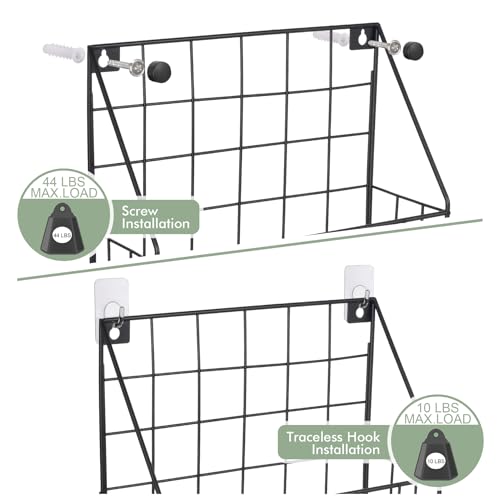 Mail Holder Magazine Basket 2Pack Black Wall Mount File Organizer Wood Rack - view 4