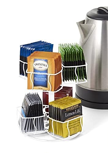 Nifty Tea Bag Spinning Carousel – 6 Compartments, Up to 60 Tea Bags Storage, Spins 360-Degrees, Lazy Susan Platform, Modern White Design, Home or Office Kitchen Counter Organizer - view 6