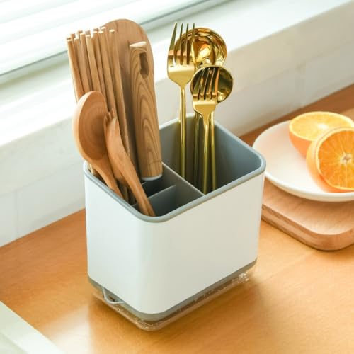 Home Kitchen Utensils Three-Layer Organizer Chopsticks Cage Spoon Fork Storage Holder Chopstick Box Cutlery Drain Rack(Black) - view 3