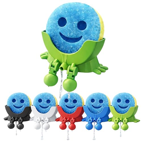 Drip Daddy Original 3D Printed Sink Caddy Rack with Drainage – Funny Scrub Sponge Holder & Soap Organizer, Compact Kitchen Countertop Storage Stand Accessory (Green)