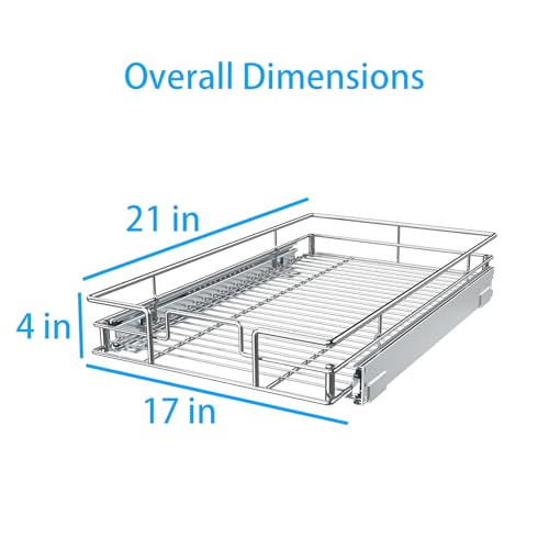 Pull Out Cabinet Organizer,Slide Out Kitchen Cabinet Storage Shelf and Drawer Organizer NEED 18" W and 22" D Cabinet, Chrome Finish (17 * 21 in) - view 2