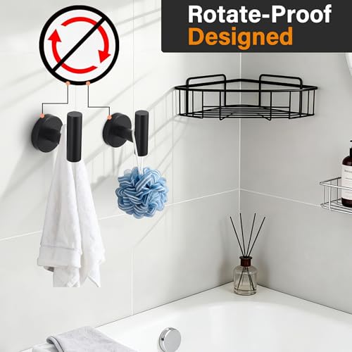 Towel Coat Hook Matte Black SUS304 Stainless Steel Bathroom Clothes Cabinet Closet Sponges Robe Hook Wall Mounted Round Kitchen Heavy Duty Door Hanger 2 Packs - view 5