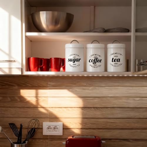 Coffee Tea Sugar Container Set of 3, Airtight Metal Canisters - view 6