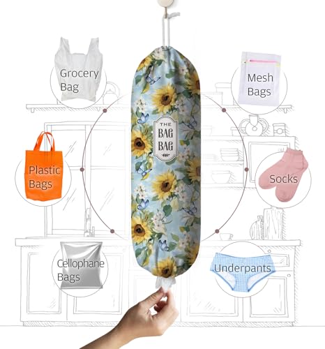 Sunflower Grocery Bag Holder,Plastic Bag Organizer Storage,Sunflower Kitchen Decor 23" x 9" - view 2