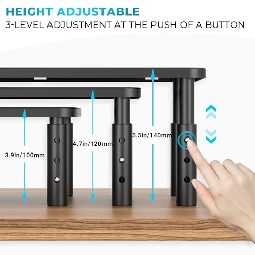 2 Pack Adjustable Monitor Stand Riser with Drawer, Supports 44lbs - view 3