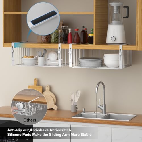 2Pack Under Shelf Basket Storage,Adjustable Hanging,White - view 5