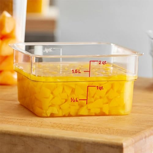 Cambro Polycarbonate Square 2 Quart Food Storage Container, 2 Pack Clear, with 2 Kelly Green Lids, Bundle with a Measuring Spoon Set - view 5