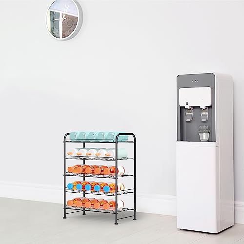 Water Bottle Organizer 5 Tier FreeStanding Water Bottle Storage Rack Metal Beverage Can Dispenser for Pantry, Kitchen Cabinet Countertop, Black - view 5