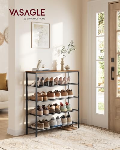 5-Tier Shoe Rack, 18-24 Pairs, Metal Mesh - view 2