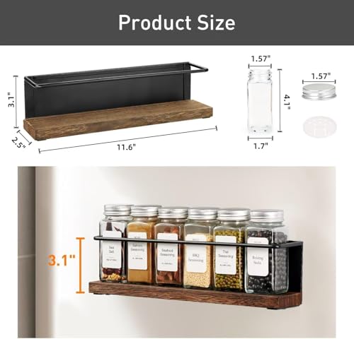 Magnetic Spice Rack with 24 Jars, 216 Labels, 1 Steel Funnel for Refrigerator，Microwave Oven - Full Set of Spice Organizer - view 3