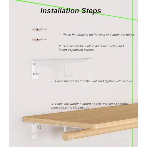 Heavy-Duty Wall Mounted Closet Shelves with Solid Wood Organizer System - Space-Saving Storage Solution for Bedroom, DIY Brackets for Maximum Support - view 6