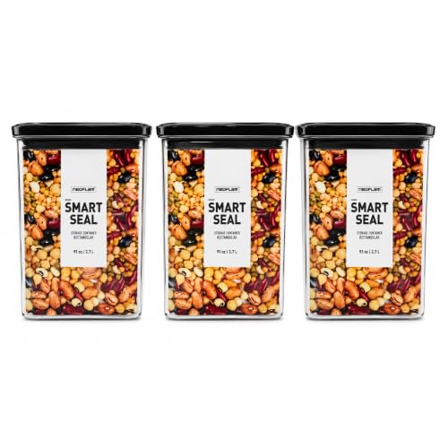 Smart Seal Airtight Food Storage Containers, 2.7L Rectangle, 3-Pack