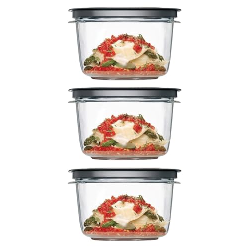 Rubber Maid Premier, 7 Cup Premier Flex & Seal Food Storage Set, 3 Tritan Containers, 3 Grey Flex and Seal Lids, 6 Piece Bundle Set Bundle