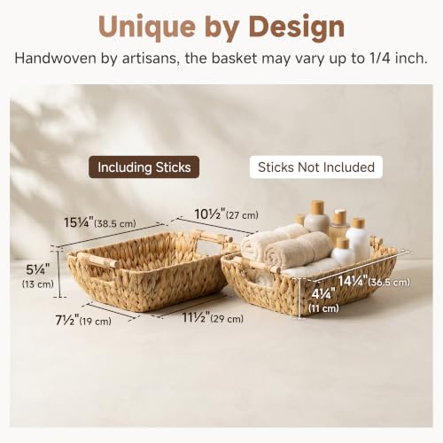 Wicker Baskets for Shelves, Hyacinth Storage Baskets, 2 Pack - view 3