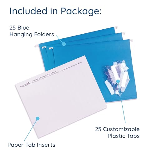 25 Hanging File Folders, Letter Size, Blue - view 2