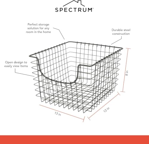 Wire Scoop Basket Storage Bin Industrial Gray Medium Metal Wire Basket Organizer for Kitchen Pantry Wire Storage Bins, Heavy Duty Rectangle Wire Storage for Kitchen Organization - view 5