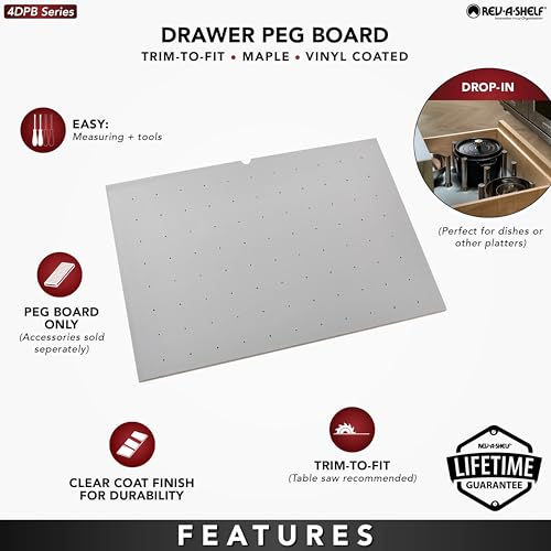 Wood Trim-to-Fit Drawer Peg Board Insert with Vinyl Coating - view 2