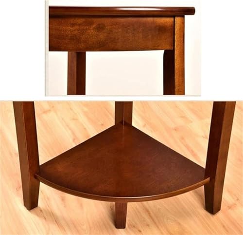 Corner Tables Compact Triangle Solid Wood Side Table Corner Shelf Unit with 2 Shelves Sofa Accent Table for Small Space Little Corner Space Saver(Brown) - view 6