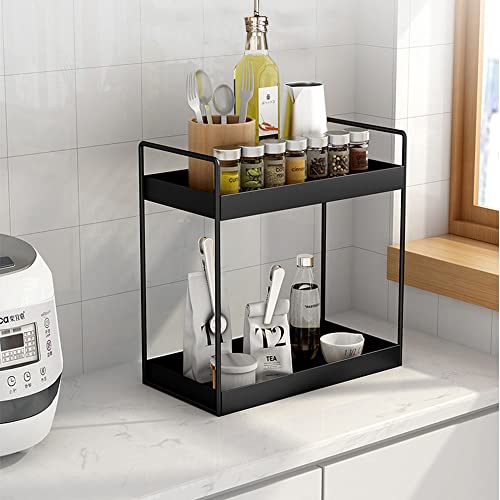 2 Tier Bathroom Counter Organizer, Vanity Storage Shelf, Black - view 5