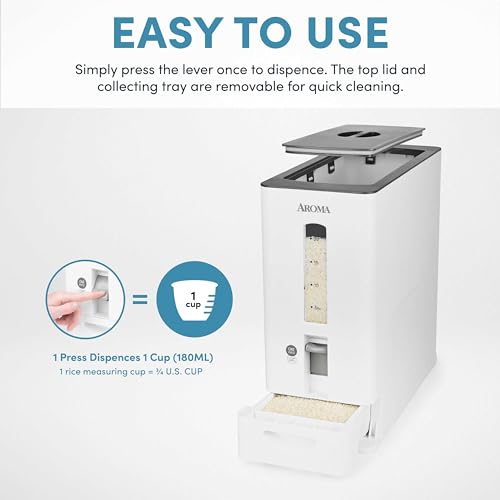Housewares 27lbs Large Rice Dispenser, 7.25 x 16.5 x 16.5 inches, White - view 2