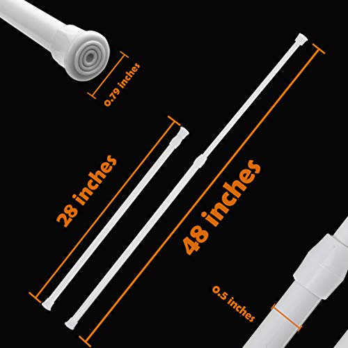 DeElf 8 Pack Tension Rods 28 to 48 Inches, Adjustable Spring Tension Rod for Window Curtain, Kitchen Cupboard Utensils, Closet, and Cabinet, White - view 4