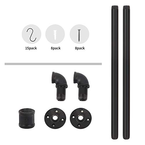 34.3 inch Industrial Pipe Pot Bar Rack with 15 S Hooks Rustic Iron Pots and Pans Hanging Rail Pipe Towel Holder Wall Mounted Detachable Kitchen Utensil Pan Lid Organizer Black - view 3