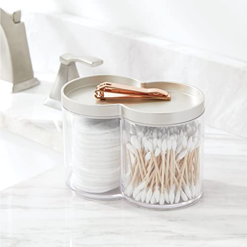 Plastic Canister Jar Organizer Set with Storage Lid - Home Decor Holder for Bathroom/Restroom Vanity Countertop, Cabinet - Holds Cotton Balls, Soap, Lumiere Collection, Clear/Matte Satin - view 3