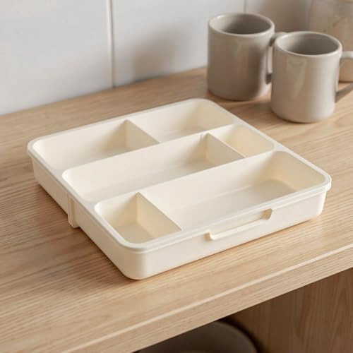 White 6 Slot Expandable Plastic Utensil Drawer Organizer Tray - view 6