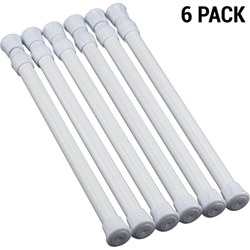 6 Pack Cupboard Bars Tension Rod Spring Extendable Curtain Rods White Adjustable Tensions Rods for Shower Closet Bathroom Kitchen Cupboard Wardrobe Bookshelf DIY Projects (9.8 to 15.7 Inches) - view 6
