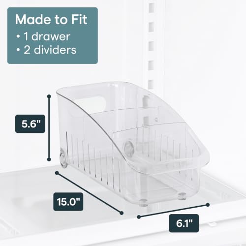 RollOut Fridge Drawer 6", BPA-Free Clear Rolling Refrigerator Organizer Bin with Adjustable Dividers and Handles for Produce, Food, Meal and Snack Storage - view 3