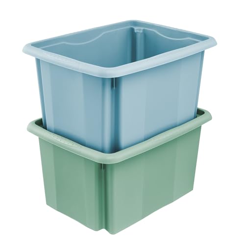 Emil 3x Storage Box with Turning/Stacking System, 38 x 28.5 x 20.5 cm, 15 L, Nordic Green - view 7