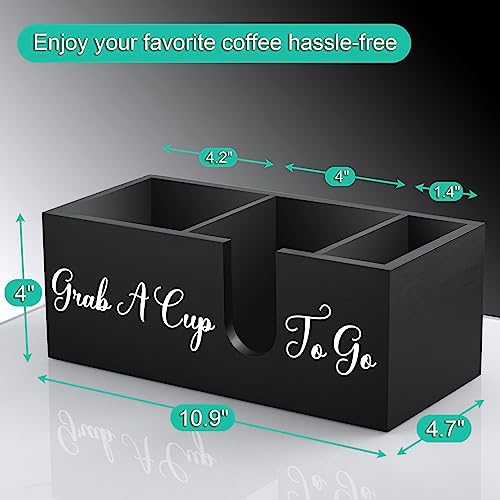 Coffee Cup Holder for Countertop - Wood Coffee Bar Accessories and Organizer - Coffe Station Organizer for Cup Lid Stirrers Pod - view 7