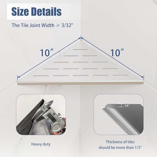 10 Inch Brushed Corner Wall Shelf for Tile Wall Insert, Set of 2 - view 2