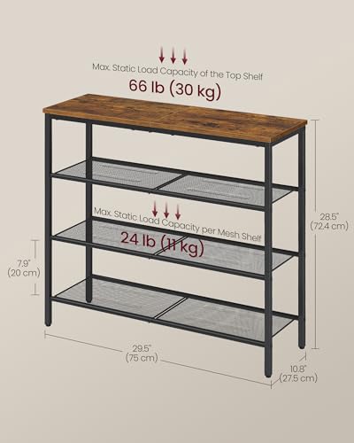 4-Tier Shoe Rack, 15-20 Pairs, Metal Mesh - view 5