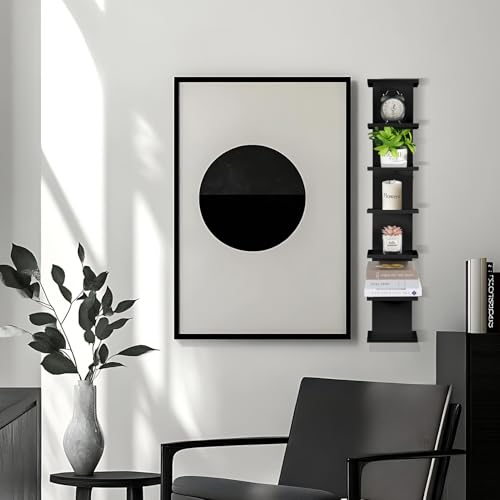 7 Tier Wall Shelf Unit - Lack Floating Shelf, Compact Display Floating Shelf, Vertical Column Wall Decor Mount Floating Storage Organizer Tall Tower Shelf for Bedrooms, Living Rooms(Black) - view 5