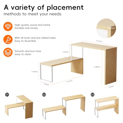 Cabinet Organizer Shelf, 2-Tier Kitchen Counter Organizer Corner Shelves Coffee Bar Organizers for Countertop Kitchen Storage Spice Rack - view 2