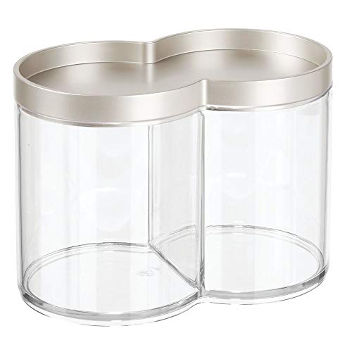 Plastic Canister Jar Organizer Set with Storage Lid - Home Decor Holder for Bathroom/Restroom Vanity Countertop, Cabinet - Holds Cotton Balls, Soap, Lumiere Collection, Clear/Matte Satin - view 7