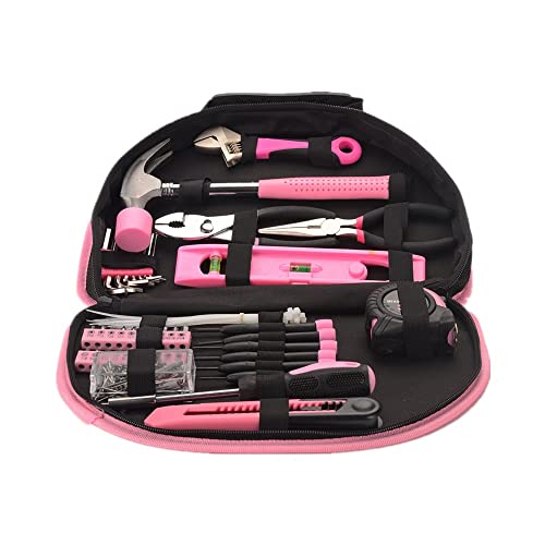 69-Piece Pink Hand Tool Set -Lady's Essential Home Repairing Tool Kit General Household Tool Set with 12-Inch Storage Tool Bag - view 4