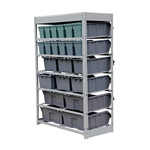 Bin Rack Storage System Heavy Duty Steel Rack Organizer Shelving Unit w/ 22 Plastic Bins in 6 tiers - view 3